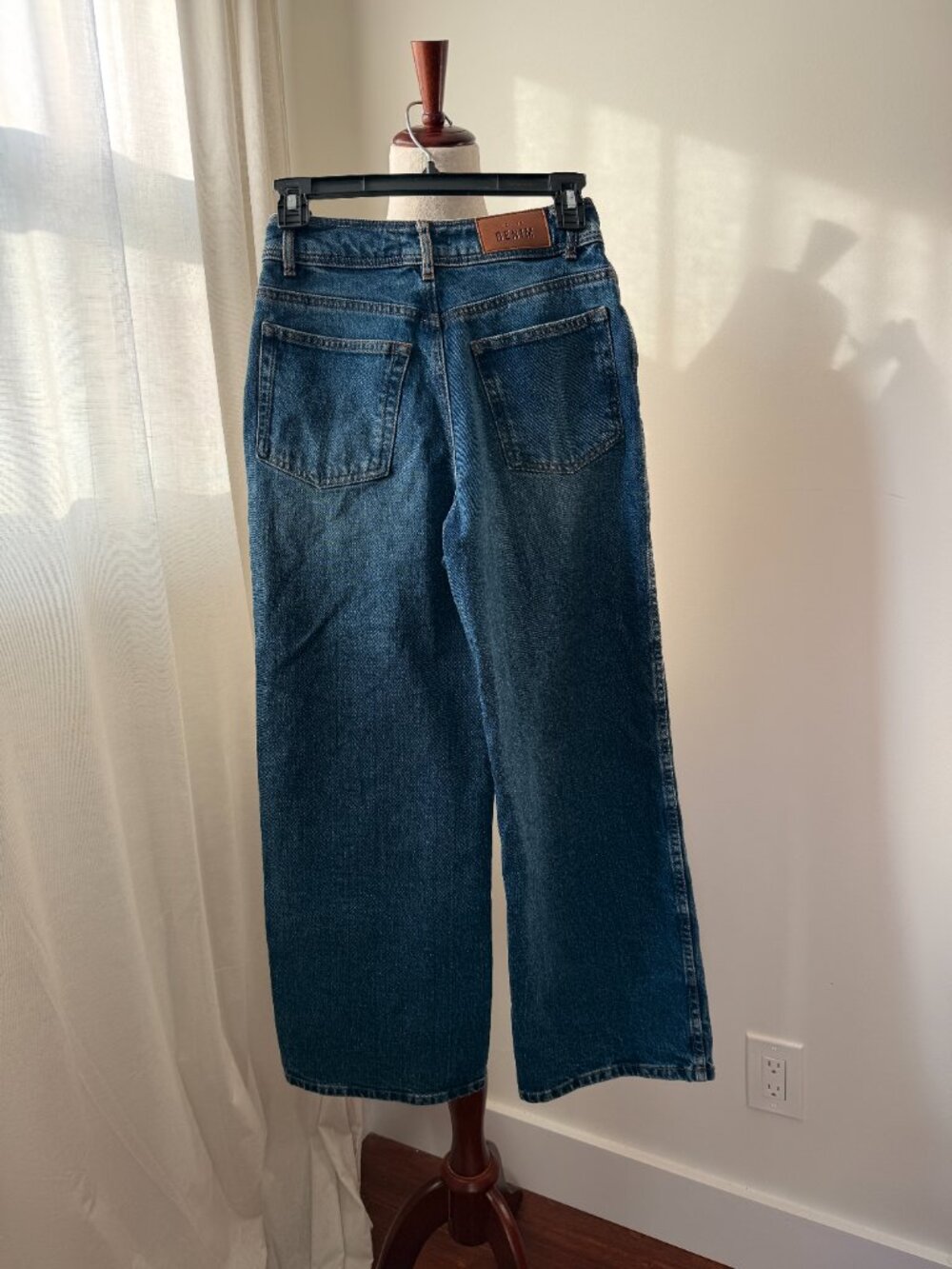 Sézane Le Crop Wide Leg Jeans Size 34 NWT High Rise Cropped Blue Denim 7/8 - Picture 5 of 9